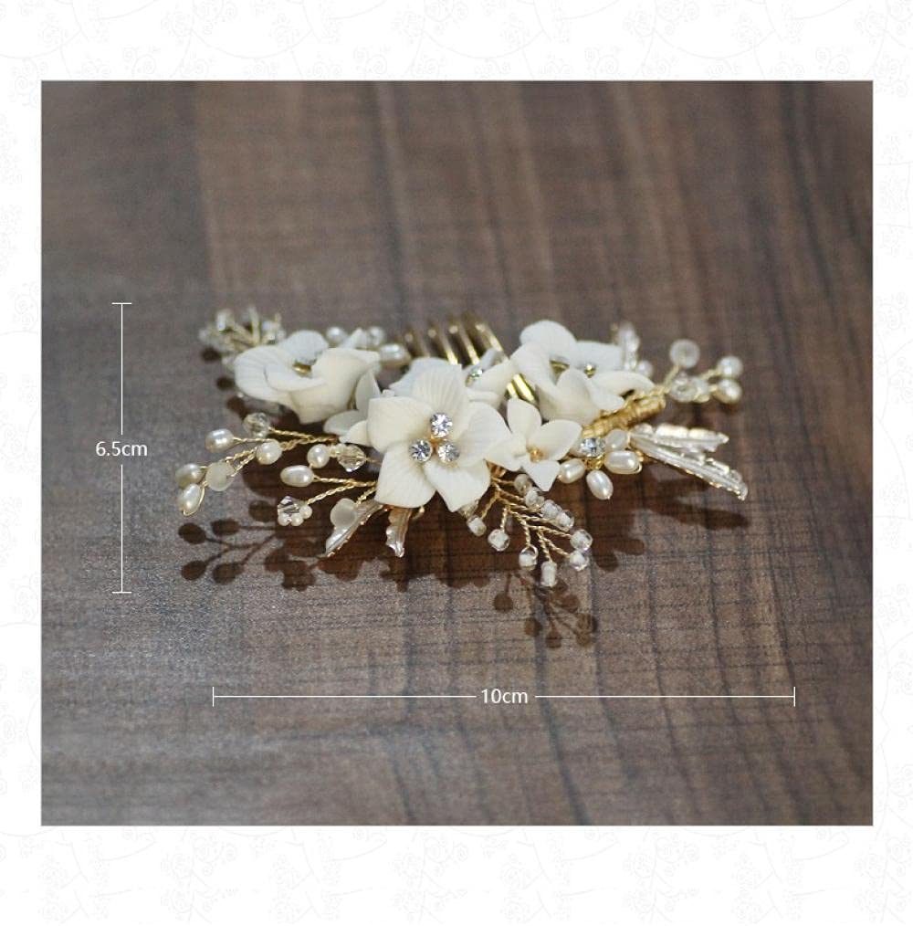 Grzebień do włosów, Zestaw grzebienia do włosów dla panny młodej Rhinestone, 2-częściowy zestaw Ceramiczne grzebienie boczne z kwiatami Akcesoria do włosów, Akcesoria do włosów na bal dla kobiet i