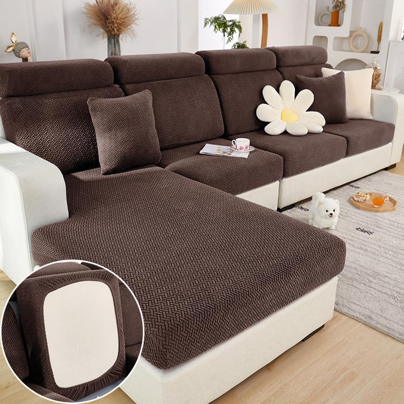 Soothing Home Sofa Covers, Sofa Hero Covers for Couch, Couch Cushion Covers, Magic Sofa Covers Washable Sectional Couchs Cover Stretch Slipcovers for Pets (Brown,Chaise Cover)