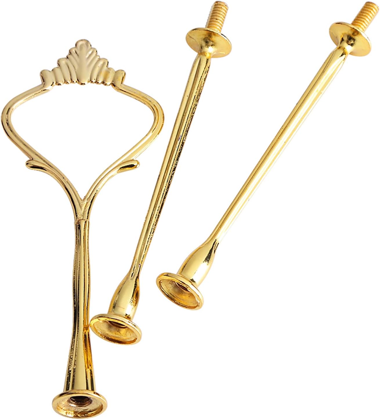 Yctze 3 Tier Cake Stand Fittings Hardware, Multi Level Cupcake Tray with Handle, Fruit Plate Center Spindle, Gold Metal Tiered Display Holder for Christmas, Mini Desserts, Food