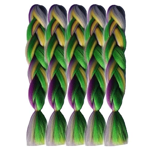 Miniatura 2 de Extensiones de cabello trenzado mixto de 4 colores, 3 piezas de cabello sintético jumbo para trenzas de caja de ganchillo, trenzas trenzadas (rosa