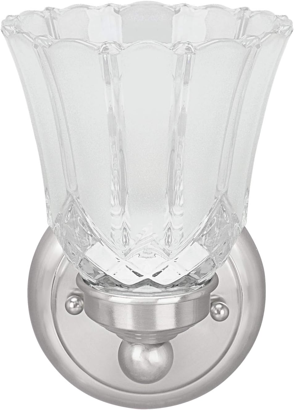 Aspen Creative 62170-1A, One-Light Metal Bathroom Vanity Wall Light Fixture, 4-3/4" Wide, Transitional Design in Satin Nickel