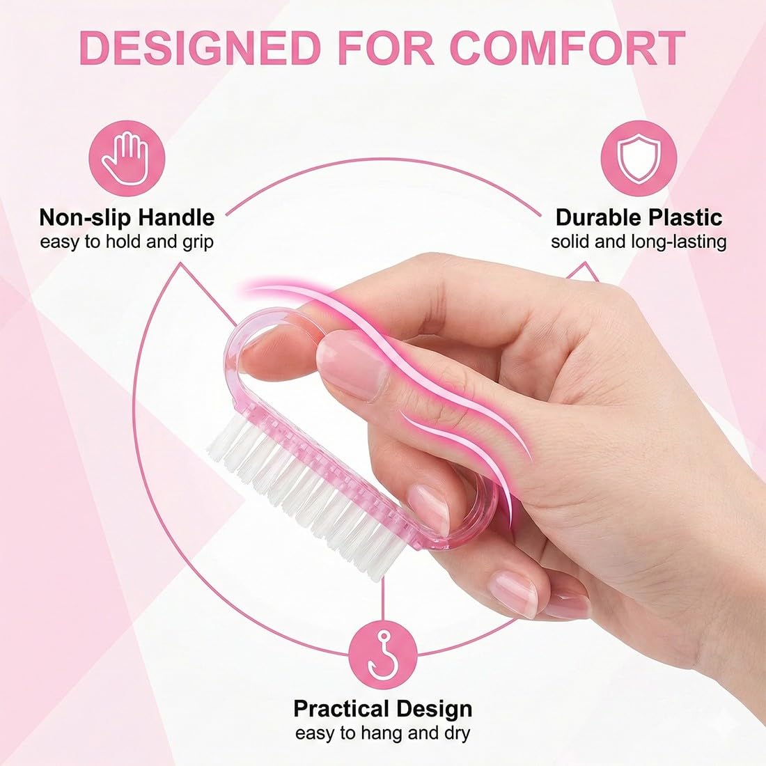24 Pezzi di Spazzole per la Pulizia Delle Unghie, Pennello per Unghie,Pennello con Manico in Plastica Strumento di Pulizia per Nail Art,Spazzole per Unghie in Plastica con Manico, Multicolori