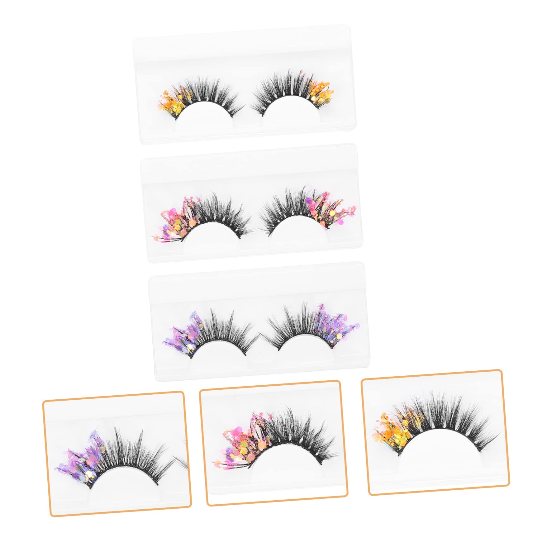 FRCOLOR 3 Set Di Ciglia Finte Con Glitter Accessorio Per Innesto Ciglia Finte Per Donna 3 Paia*3