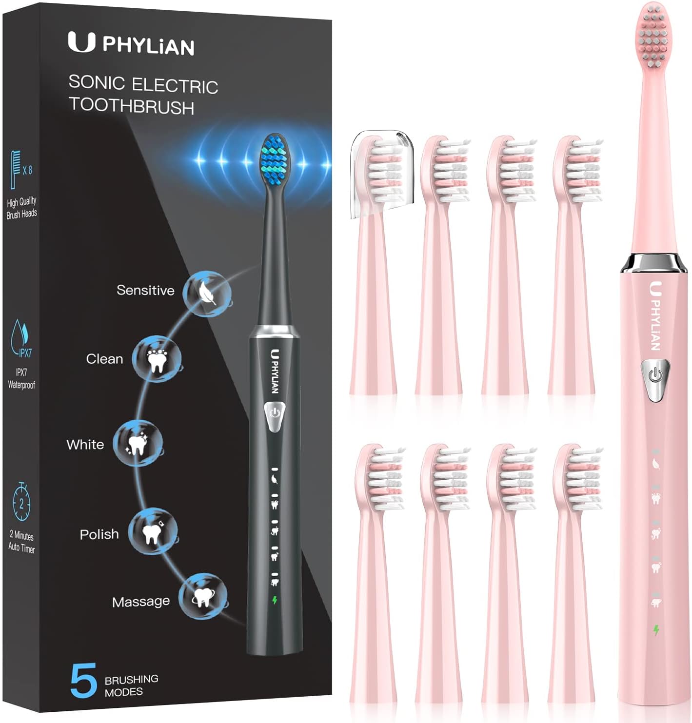 PHYLIAN PRO Sonic Electric Toothbrush for Adults Rechargeable