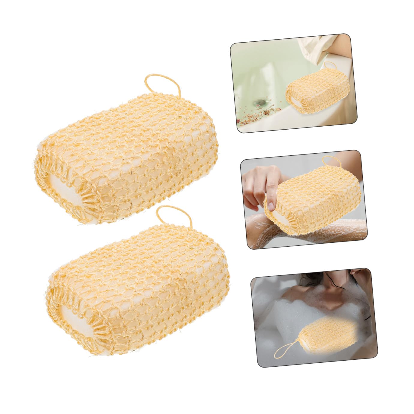 Healeved 10pezzi Spugne Esfolianti Sisal Naturale Per Corpo Spazzole Da Doccia Per Scrub e Massaggio Della Per Della e Relax Casa