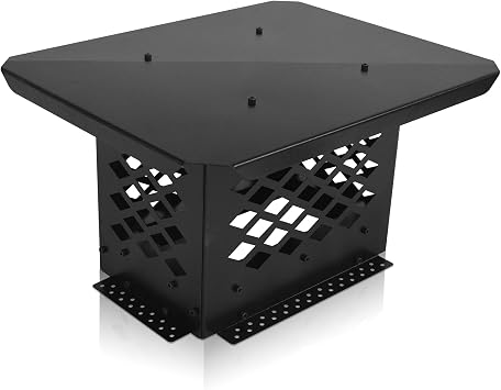 13 L x 8 W Chimney Cap Adjustable Chimney Cover Windproof Rainproof Fireplace Chimney Caps for Outside Suitable for Existing Clay Flue Tile Galvanized Steel Black