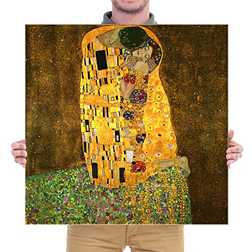 Wieco Art The Kiss By Gustav Klimt Famous Oil Paintings Reproductions Gallery Wrapped Modern Giclee Canvas Prints Artwork Pictures On Canvas Wall Art For Living Room Bedroom Home Decorations 24X24 #TOP6