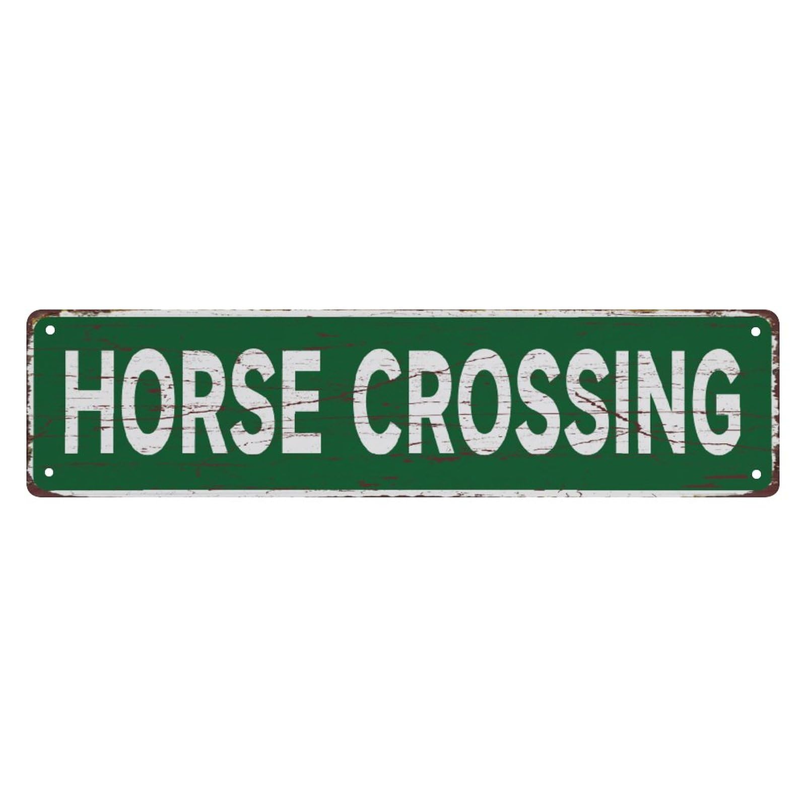 peiyeety Vintage Metal Tin Sign Decorative Wall Art Horse Crossing Themed Street Sign, Rustic Style, Durable Waterproof Rustproof, For Farm, Ranch, Stable, Easy To Mount, 4x16 Inch