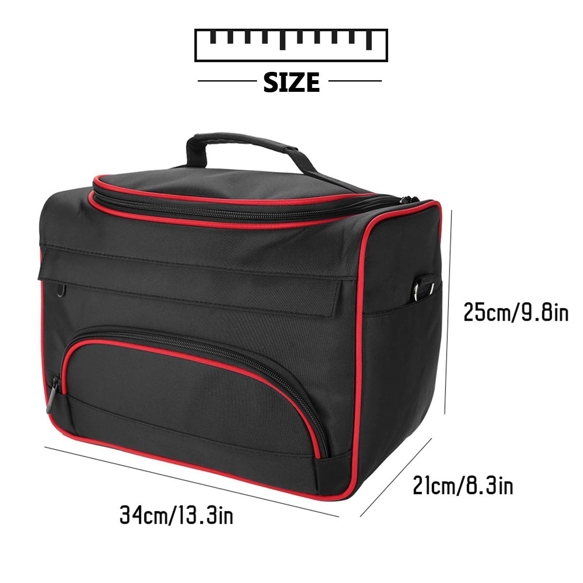 Borsa da parrucchiere per salone di grandi dimensioni, multifunzione, con tasca multipla per pettine da barbiere, forbici e clip, Nero , moda