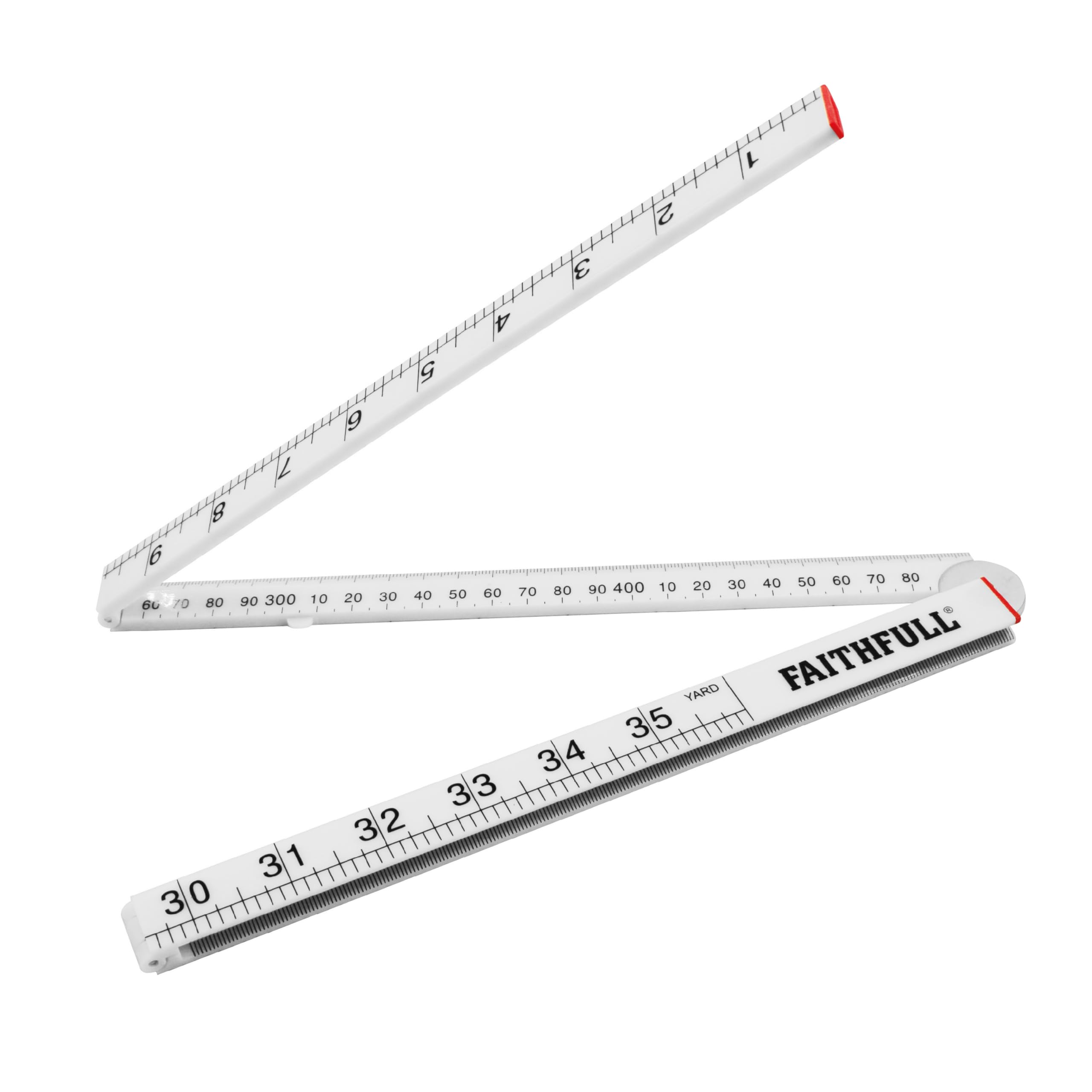 Faithfull Folding Rule 1 Metre / 36 Inch – White ABS Fold-Out Measuring Ruler with Metric & Imperial Graduations, Pocket-Sized for Carpenters, Builders, Decorators, DIY