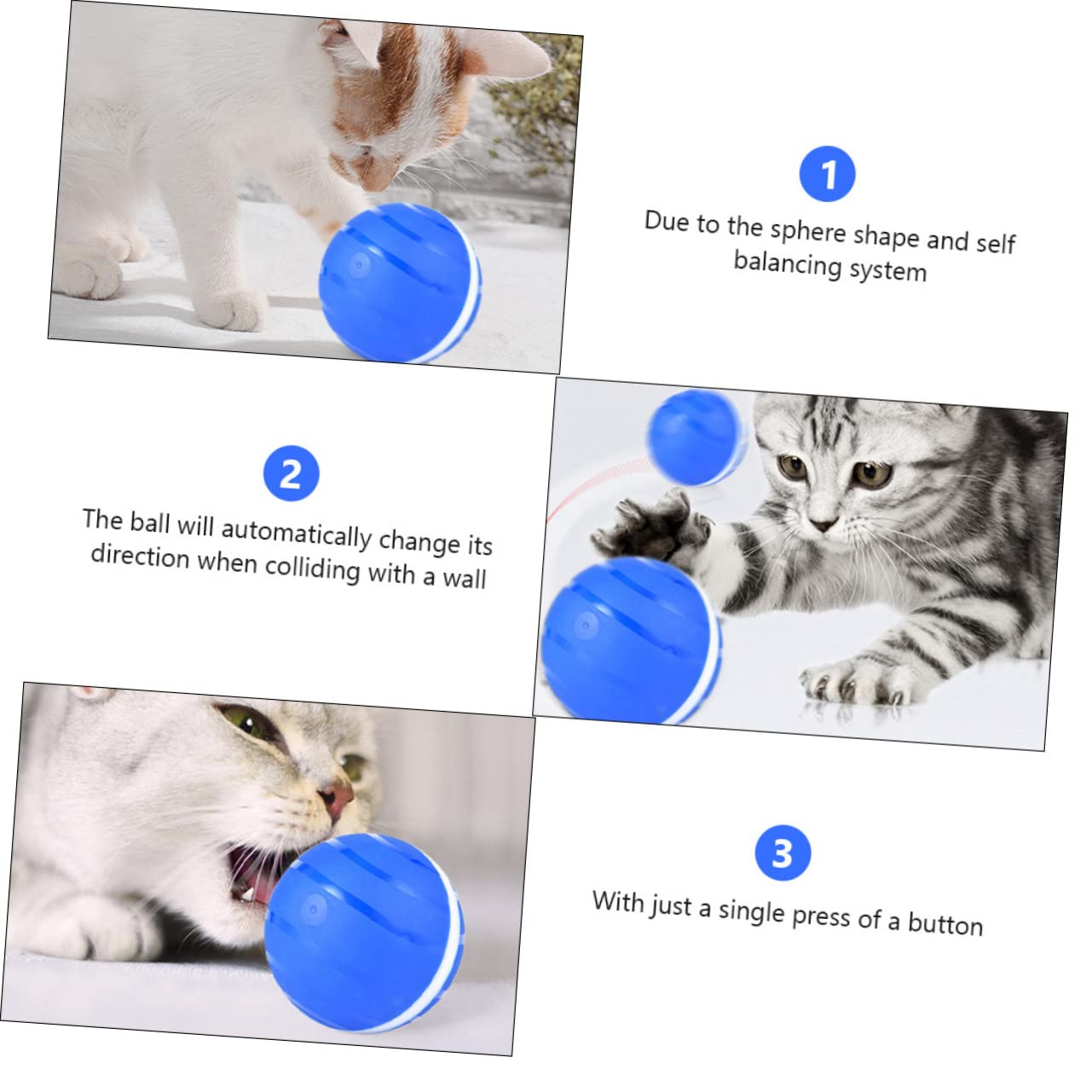 DOITOOL Juguete Interactivo para Gatos Bola Automática Luz Intermitente para Jugar y Atraer La Atención De Tu Mascota USB Recargable Diseño Divertido para Mantener Tu Hogar Organizado