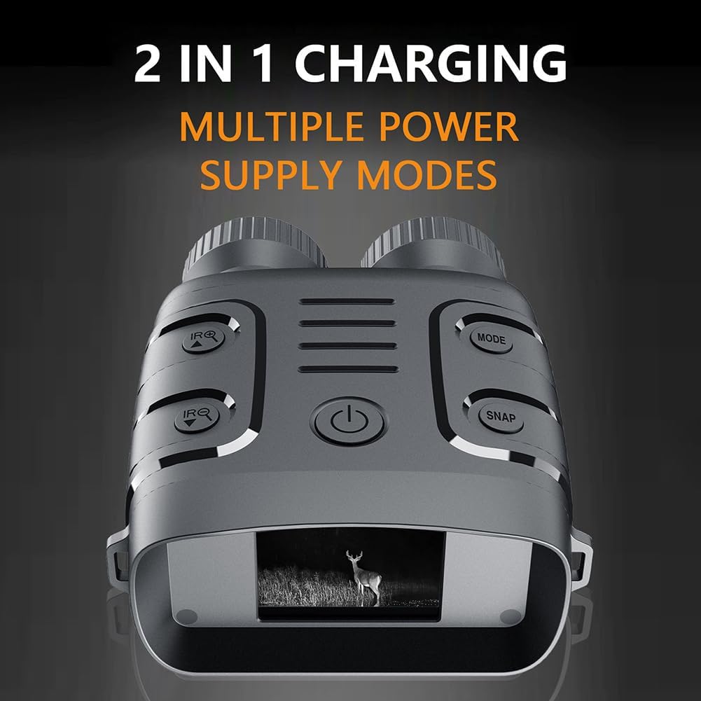 Night Vision Goggles,2.4" Large Viewing Screen 5X Optical Zoom,1080P 984ft 7 Level Digital Infrared 3800mah Rechargeable Night Vision Goggles 850NM Can Save Photo and Video