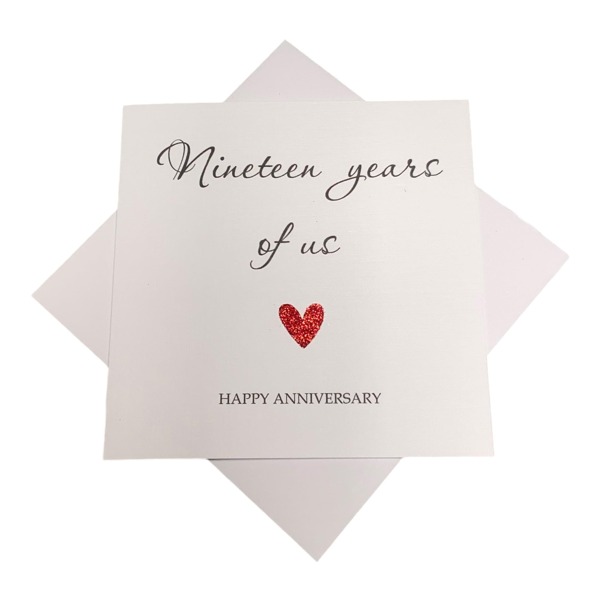 19th Wedding Anniversary Card - Bronze 19 Year Nineteenth Personalised Gift for Wife Husband Boyfriend Girlfriend Partner - Choose Glitter Heart - Various Designs (Year Of Us)