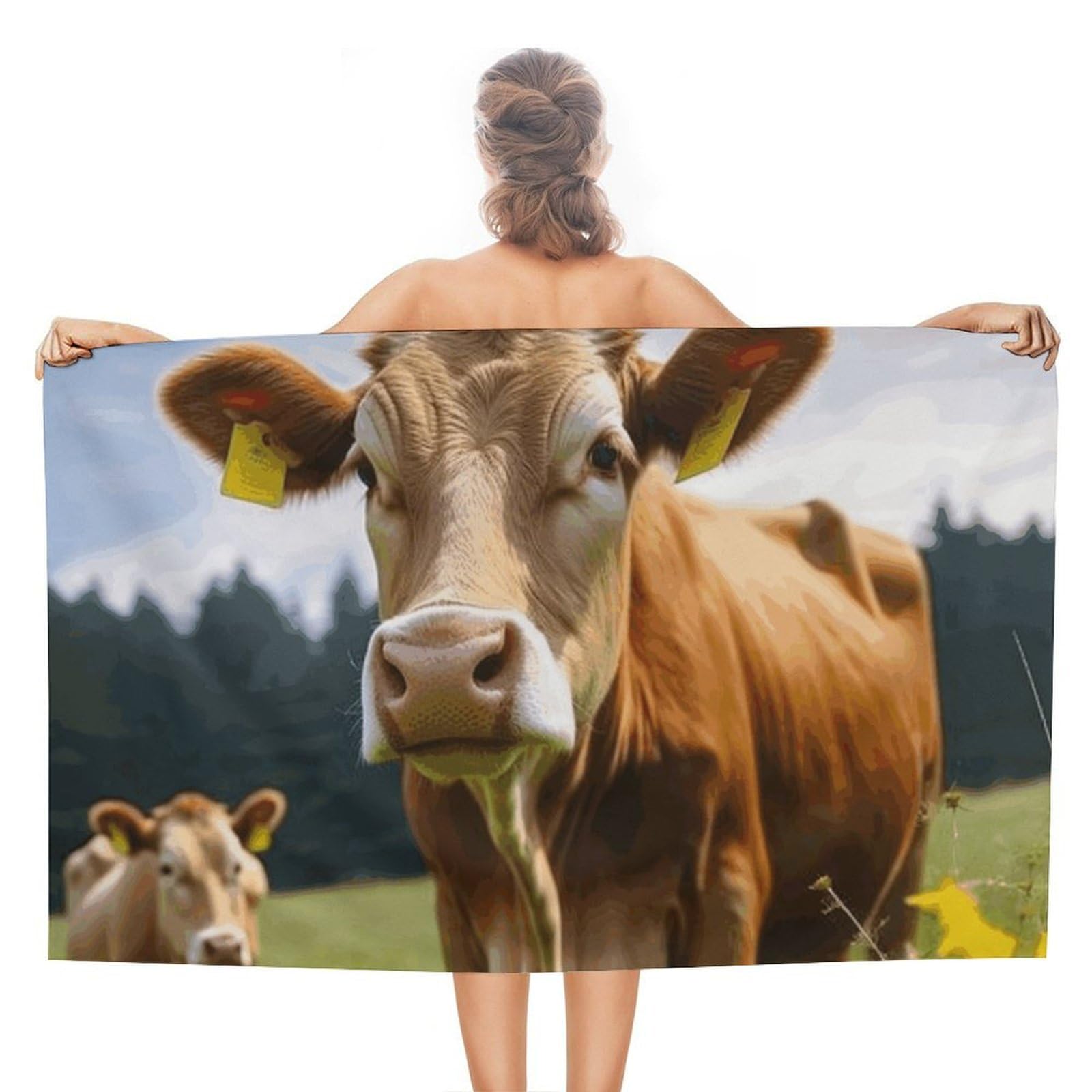asbwuo Animal Brown Cow Beach Towels Extra Large Quick Dry Absorbent