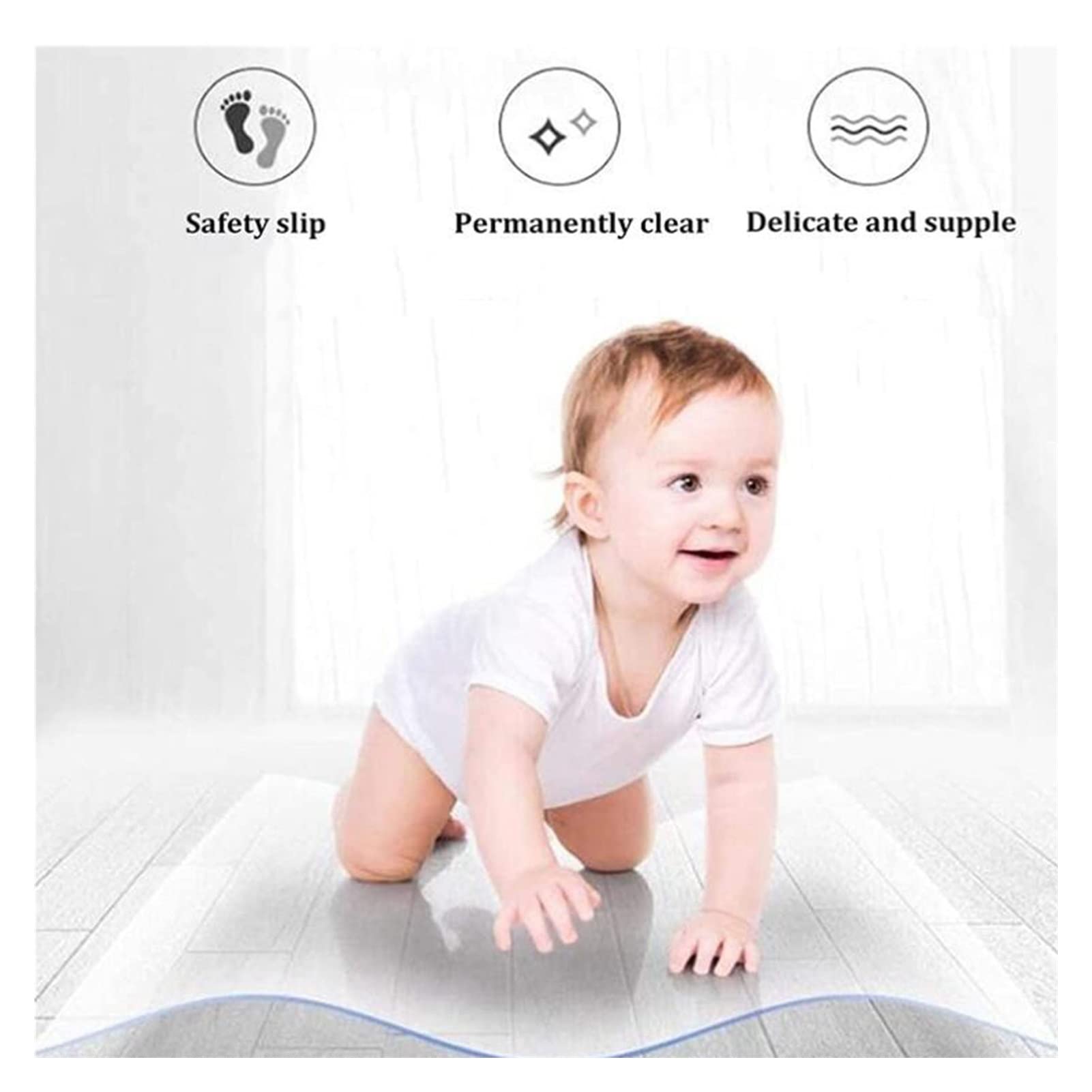 Tapis de protection de sol en PVC transparent antidérapant de 1,5 mm pour bureau et maison, tapis de bureau imperméable pour bois dur et moquette, disponible en plusieurs largeurs : 60/80/90/100/120