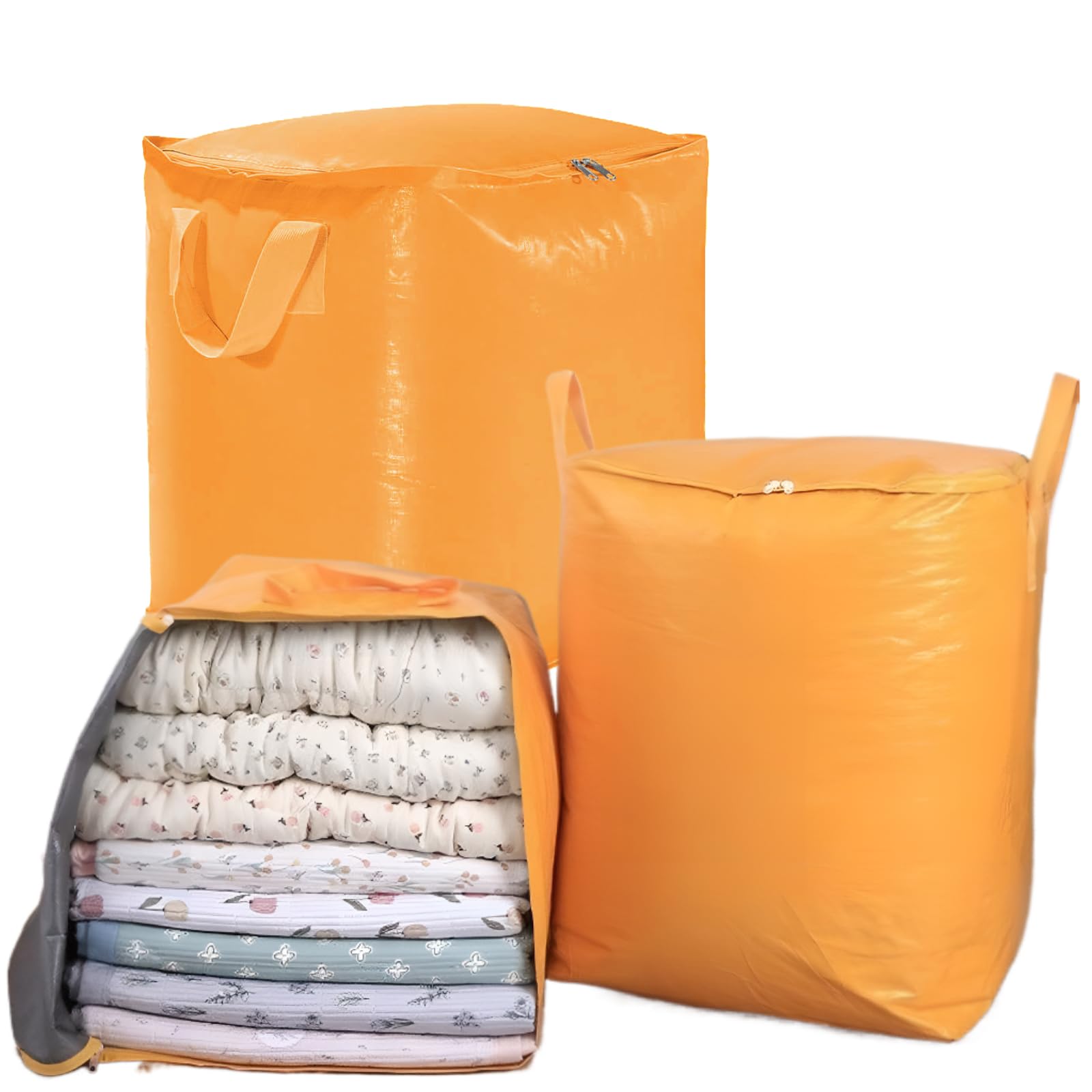 3-Pack 240l Large Moving Bags – Heavy Duty Waterproof Removal Bag with Double Zip Pulls,Ideal for Moving, College Dorms, Loft Storage, Camping,Toys or Holiday Decorations(Yellow)