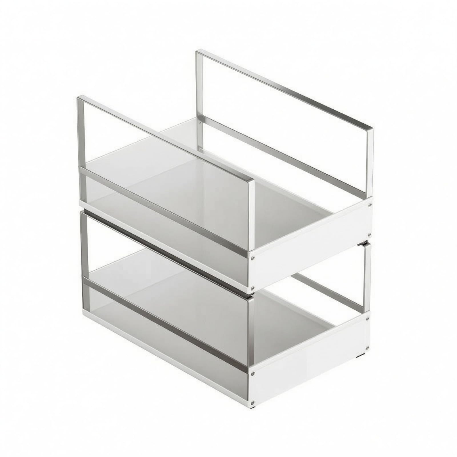 Gralara Cesta Deslizante Cocina Deslizamiento Suave Cajón Deslizante Gabinete Bandeja Abierta Cesta Armario, Cesta Extraíble De Tabla, Blanco, Tamaño Grande + Grande