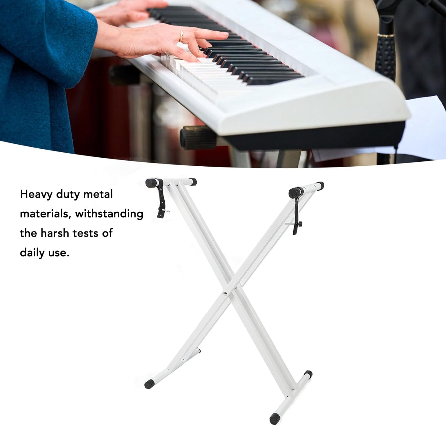 Keyboard Stand Heavy Duty Adjustable Electronic Keyboard Stand Non Slip Double X Frame for 54 to 88 Keys Features Dependable Stability Portable Design