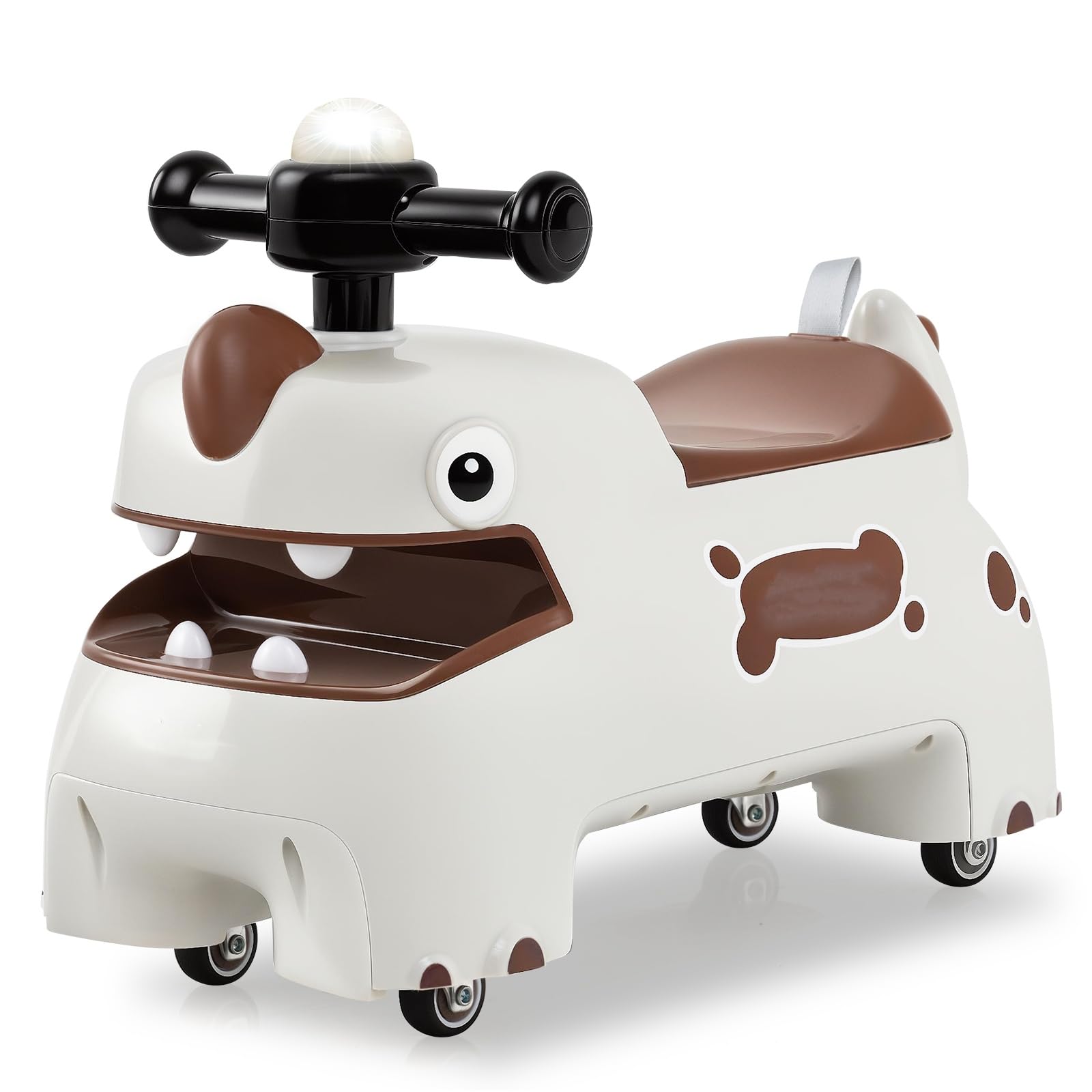 Ride on Push Car, Kids Foot-to-Floor Sliding Car with Universal Wheels, Light, Sound, Under-Seat Storage, Ride on Toy for Toddlers Boys Girls Aged 3+ Years (White)
