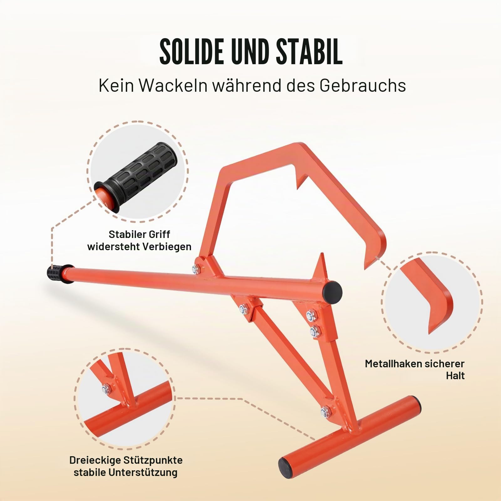 VEVOR Fällheber, 1219 mm, robuster Stammheber aus Stahl, Holzheber mit verstellbarem Wendehaken, Forsthaken für Holzstämme bis zu φ 63,5 cm, Fällhilfe zum Rollen, Schneiden & Anheben von Holzstämmen