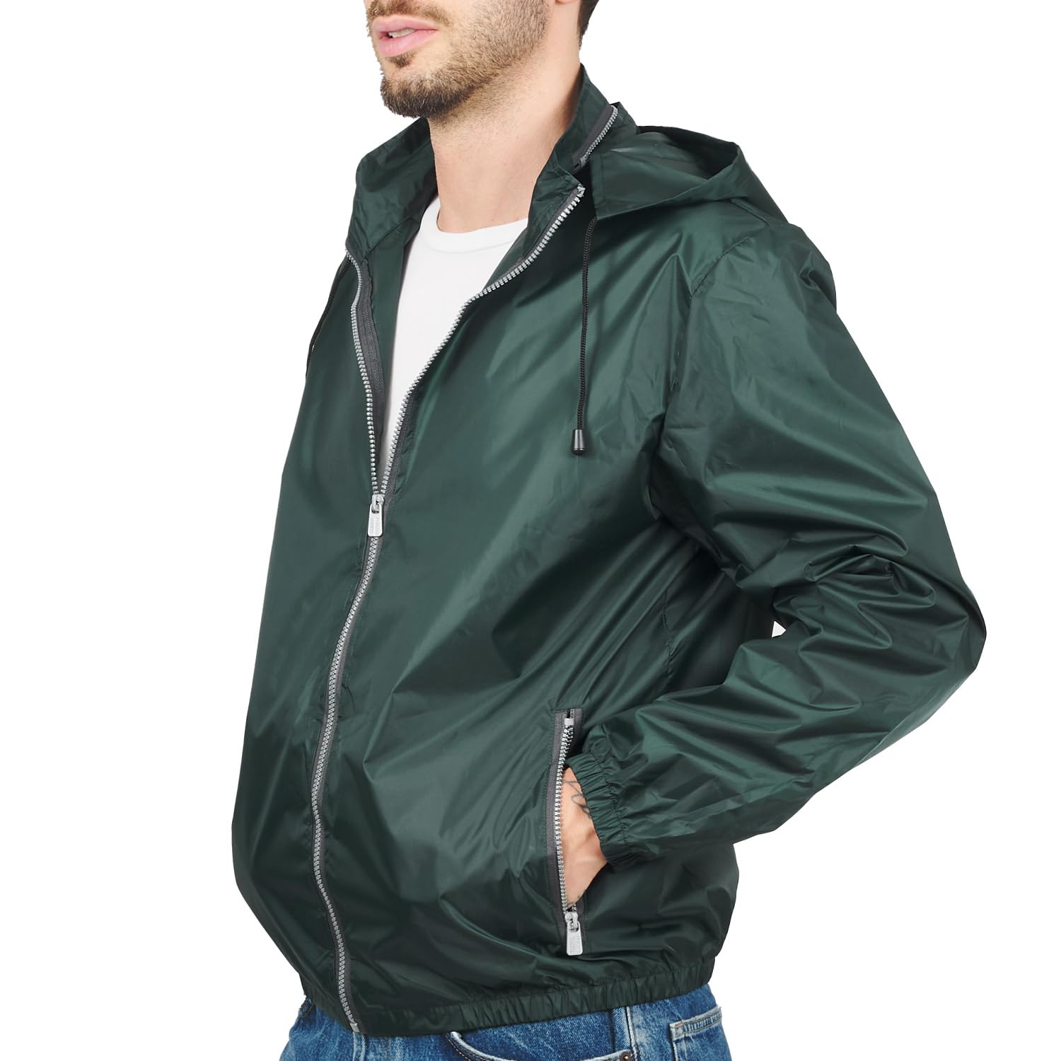 PERLETTI Cortavientos Hombre Mujer Ultra Ligero - Chubasquero Impermeable con Capucha y Bolsillos Unisex - Chaqueta Ropa Deportiva Transpirable con Estuche