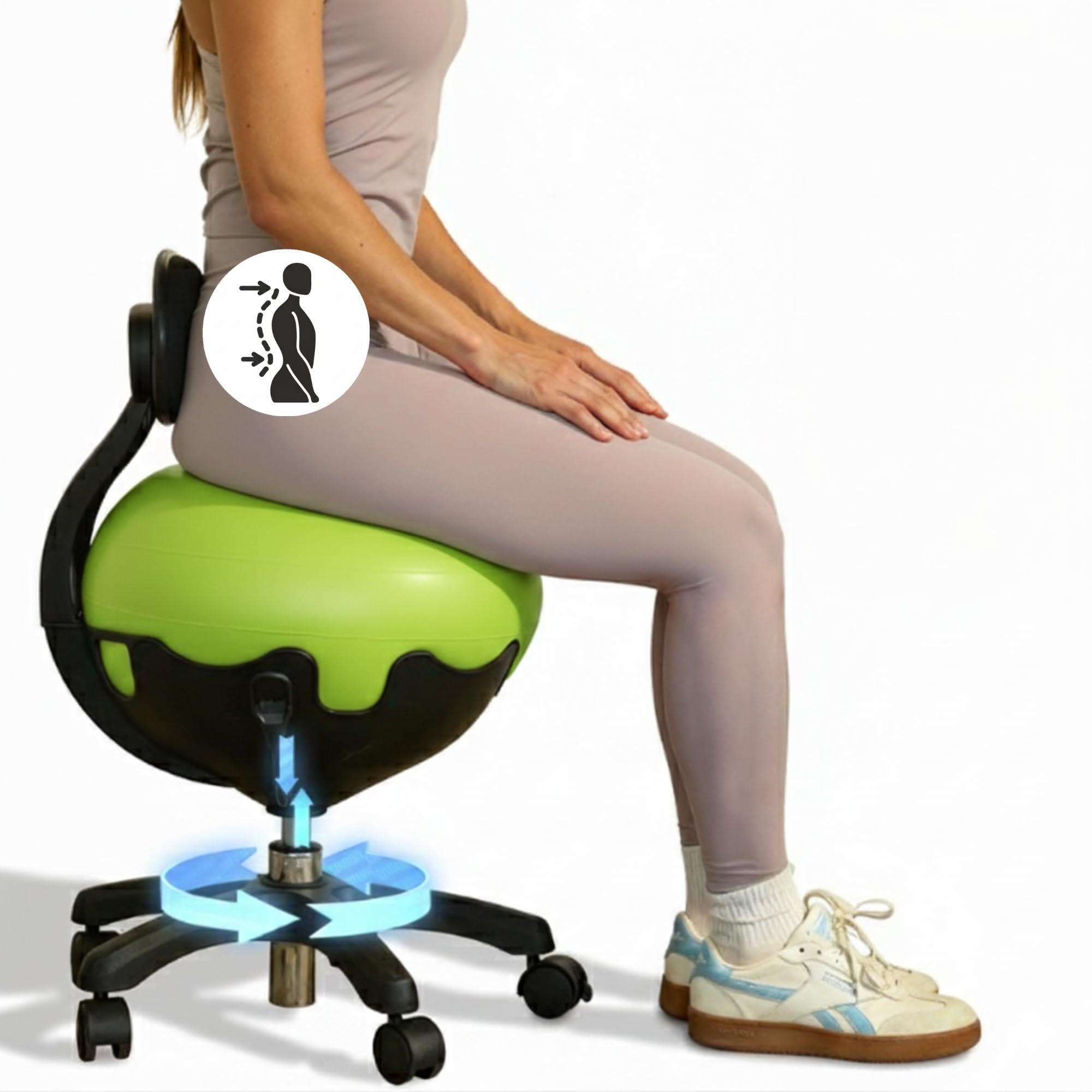 Aeromat Elite Yoga Ball Chair Active Sitting &amp; Adjustable Height 250lbs Cap