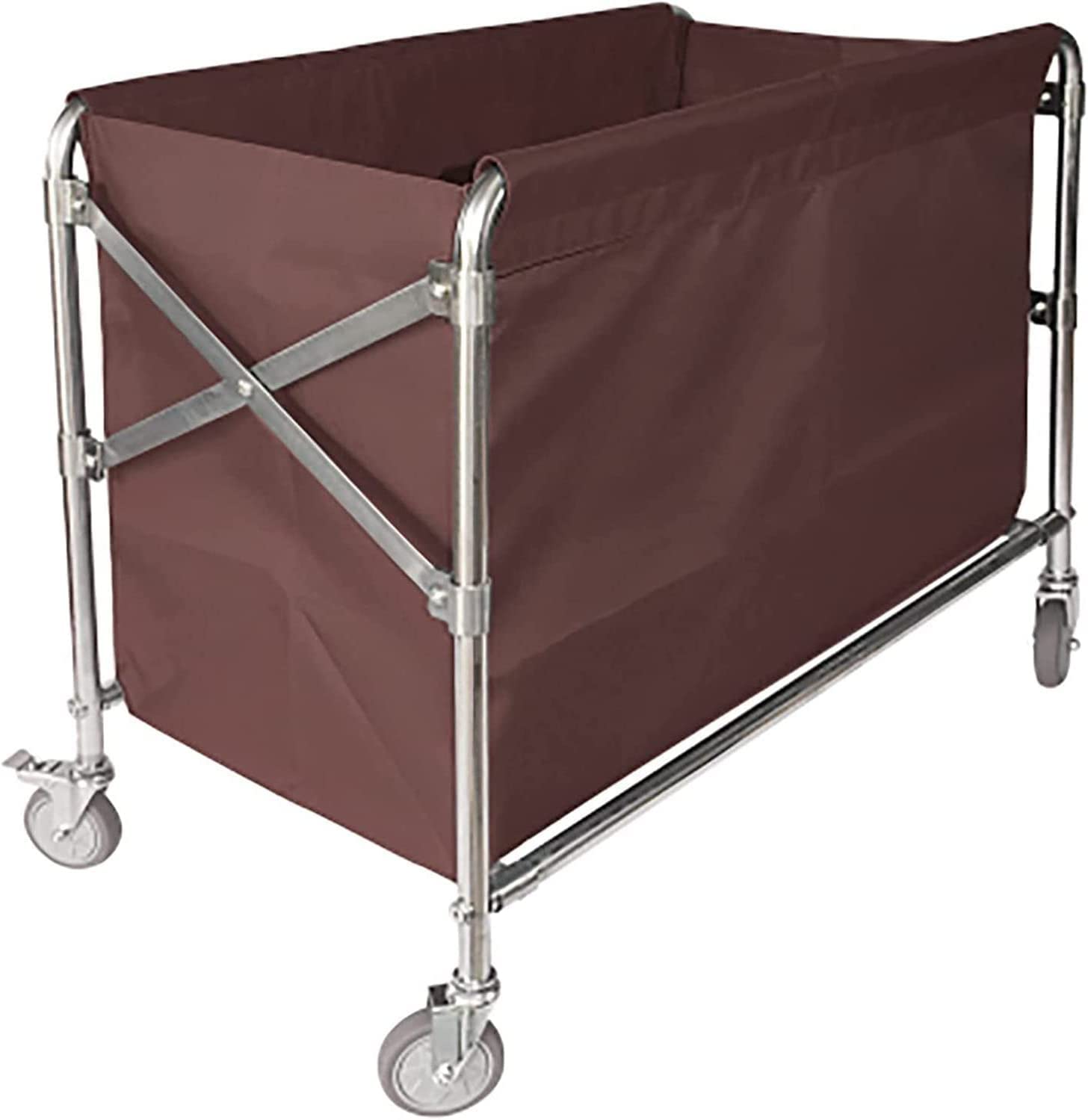 Chariot à Linge Pliable Robin – 1 Compartiment, 75L – Structure Acier, Sac Coton/polyester – Blanc Chrome