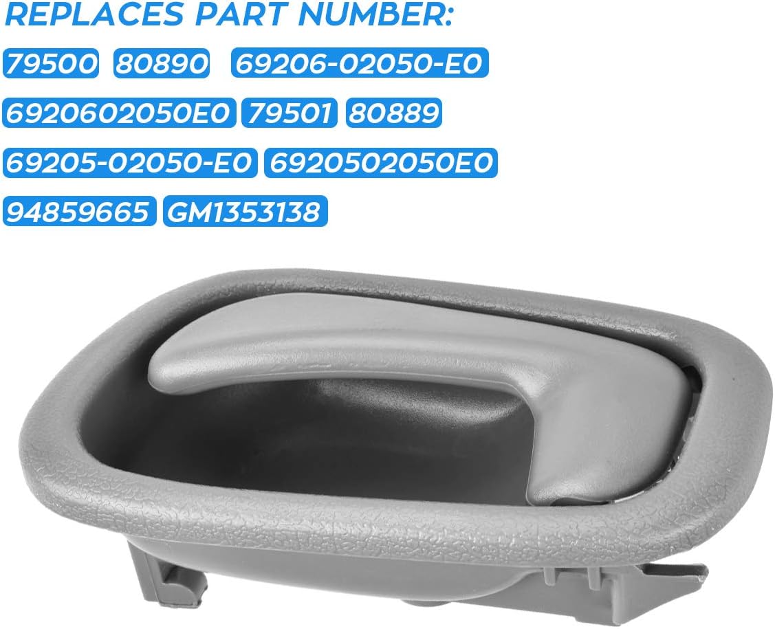  4Pcs Inside Interior Door Handles Front Rear Driver & Passenger Side Replacements for 1998 1999 2000 2001 2002 Corolla Prizm Manual Lock, Gray thumbnail