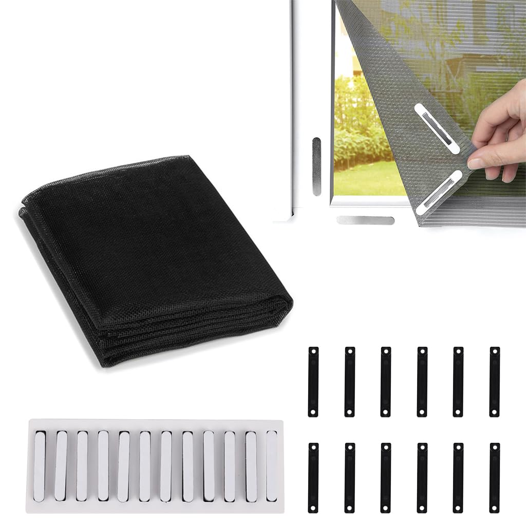 Serplex ® Magnet Window Screen Adjustable DIY Window Net with Fastener Fiberglass Fine Mesh Insect Protection for Home Windows-image-16