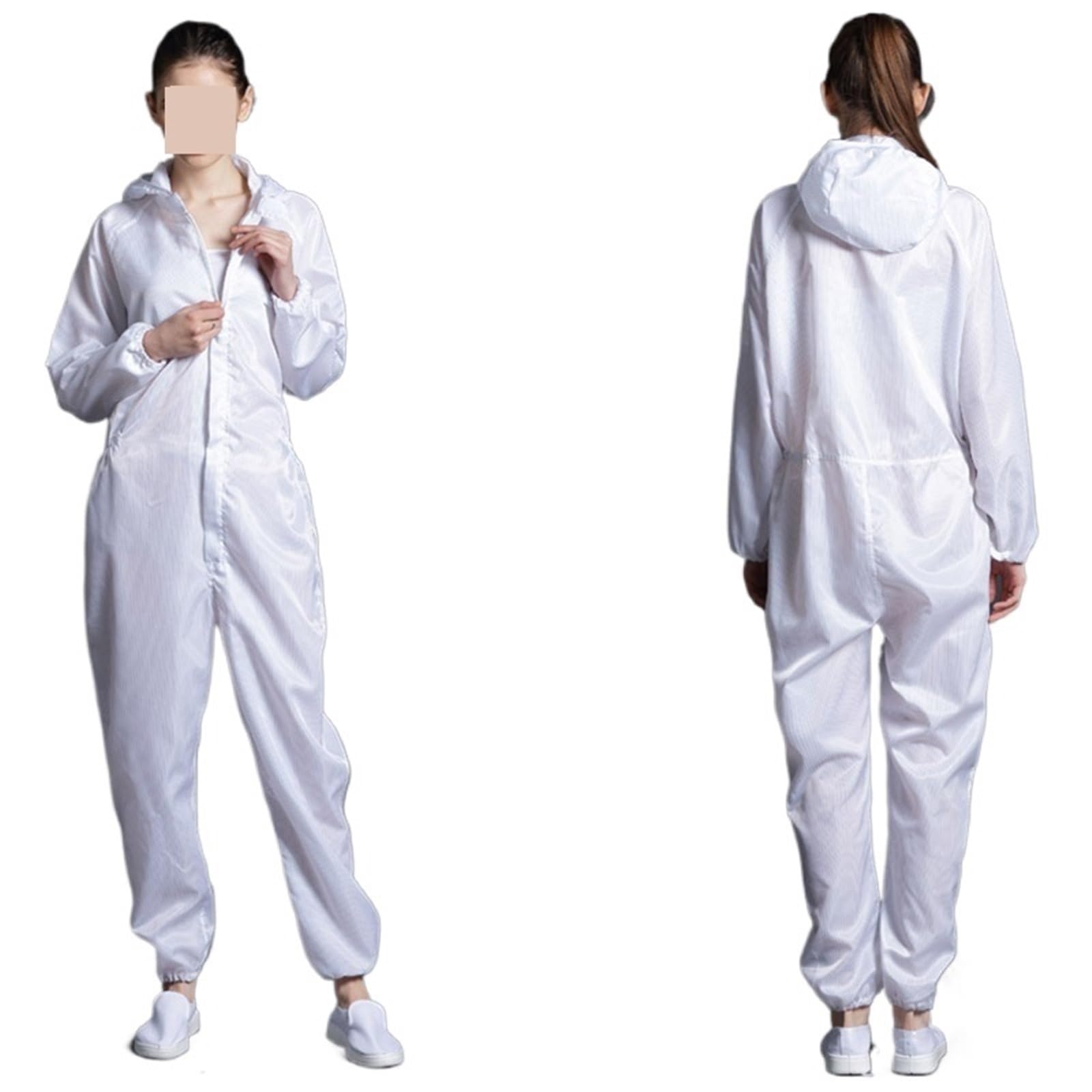 Tute unisex, uniformi, indumenti puliti, indumenti con cappuccio for camera bianca, indumenti puliti antipolvere e antistatici, protezione dal lavoro(White,L)