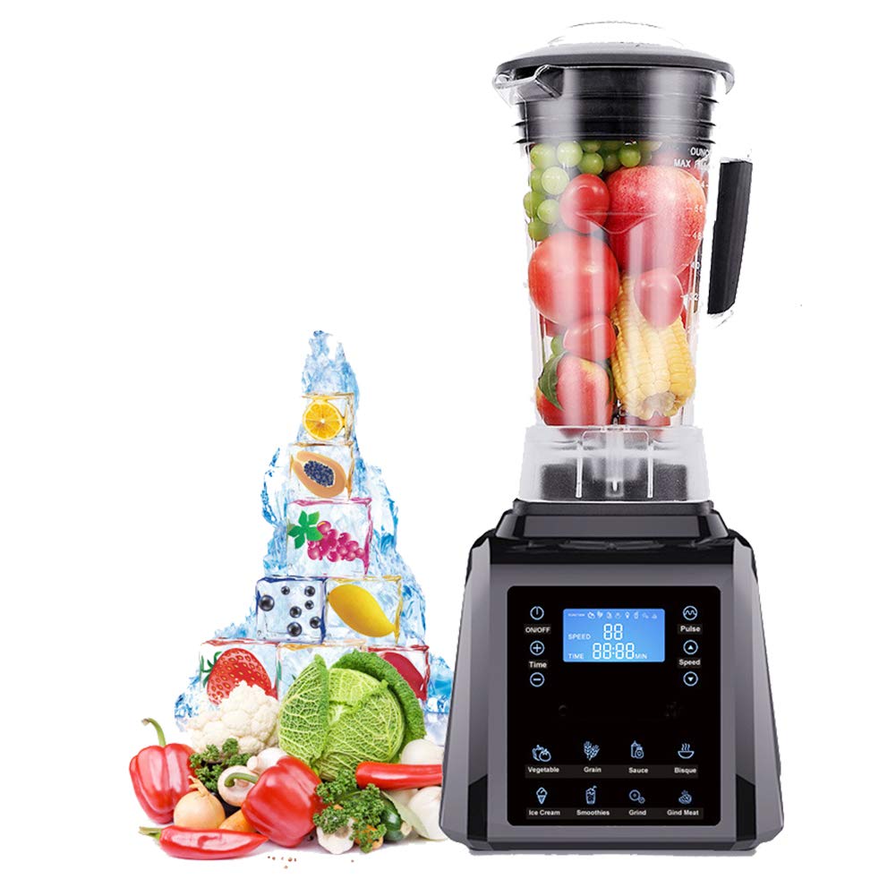 220V Ad Alta Potenza Frullatore Da Banco, Smoothie Maker/Mixer Jug Blenders Con Ciclo Pre-Programmato, Vaso in Tritan Senza BPA Per Bevande Ghiacciate,Nero,220V