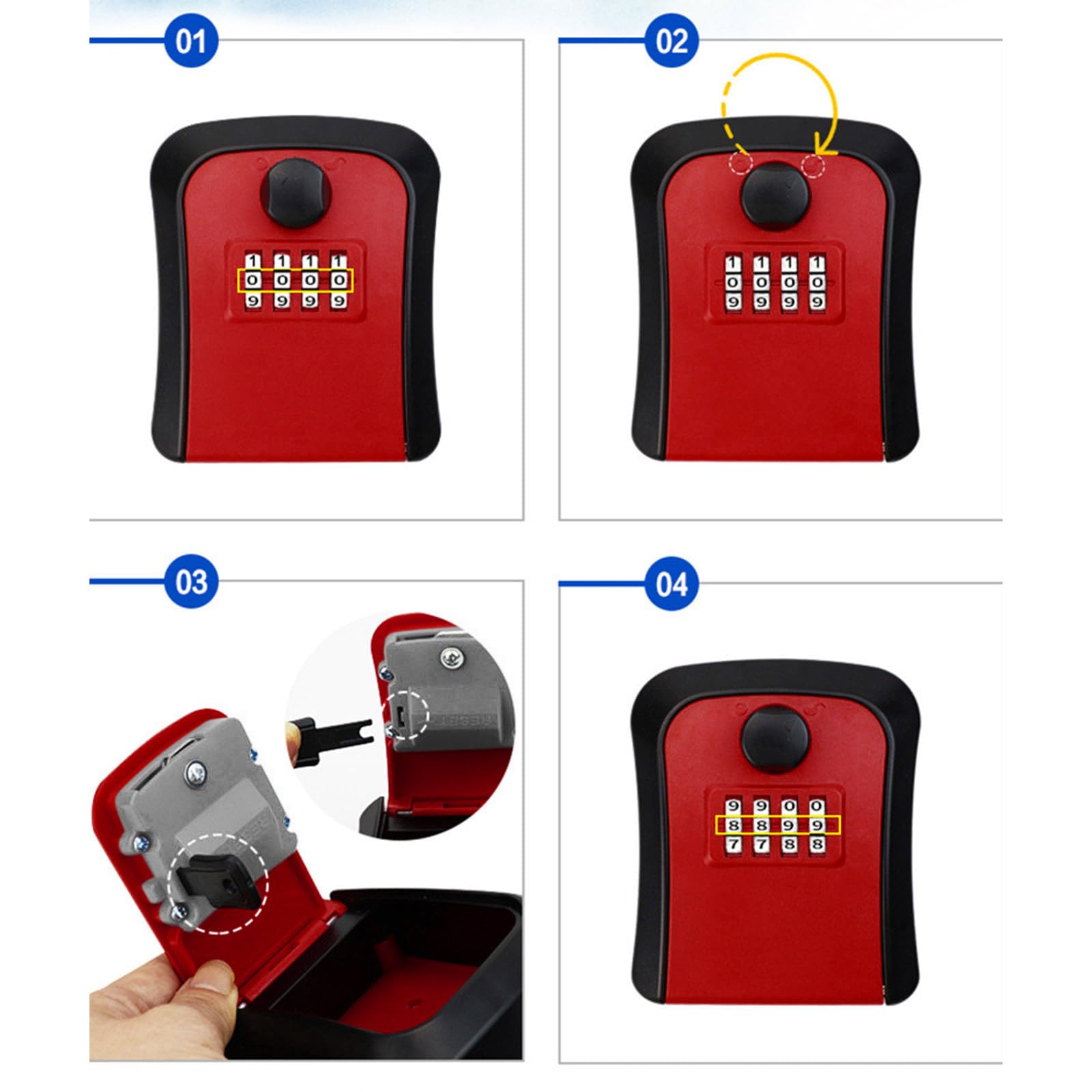 Cassetta Di Sicurezza A Parete Con Combinazione A 4 Cifre, Impermeabile, Ideale Per Genitori Anziani - Foto 9
