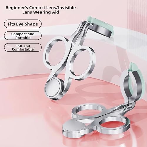 Miniatura 5 de Herramienta aplicadora y removedor de lentes de contacto mejorada 2 unidades, ayudante higiénico de lentes chapado en plata con funda de viaje