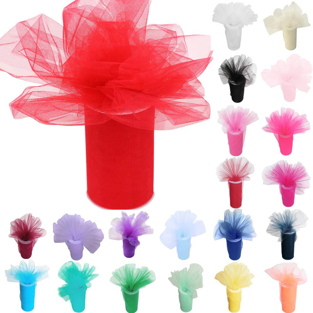 Time to Sparkle 6 Inchs x 25yards/75FT Tulle Roll Spool Tutu Party Birthday Wraping Crafts Bridal Bow Skirt Wedding Decor, Coral