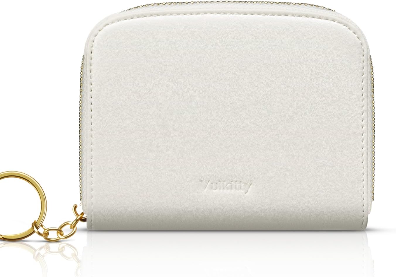 Vulkitty Wallet for Ladies Purse Women RFID Blocking Trifold Compact Leather Card Case with ID Window and Zipper Coin Pocket