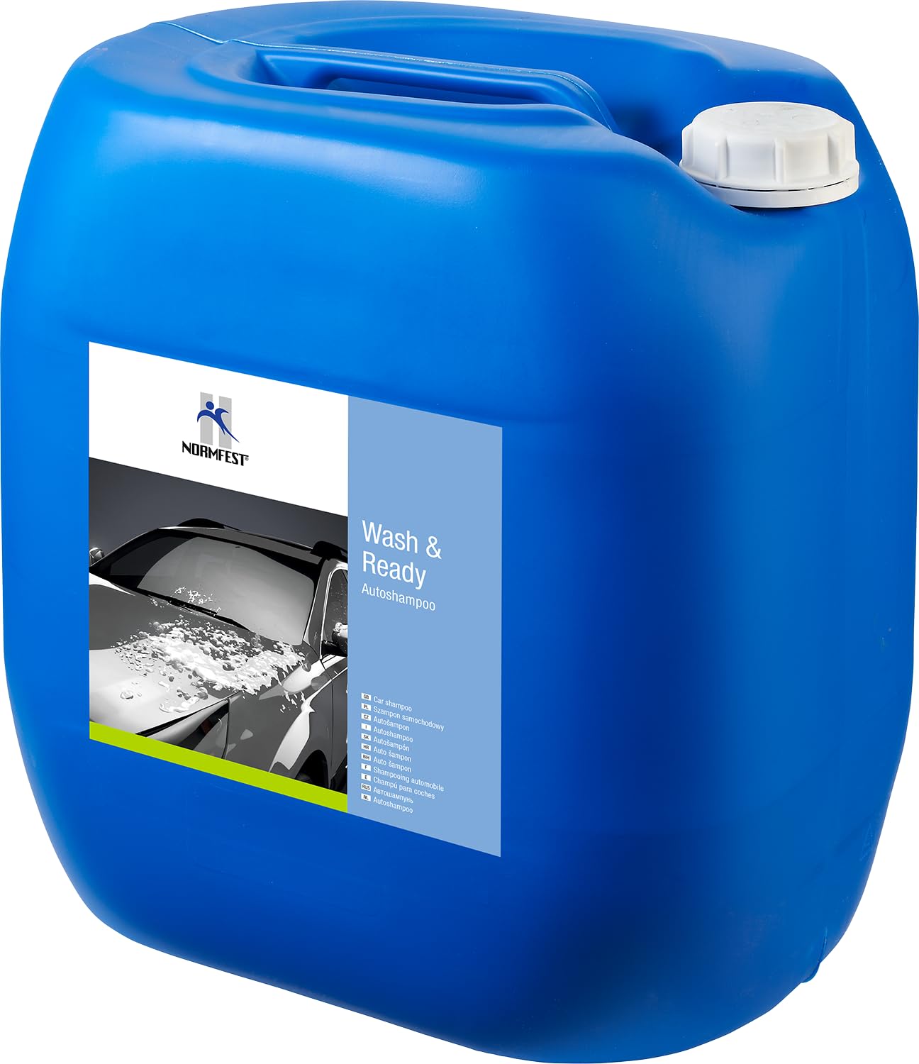 Normfest Wash & Ready Autoshampoo Konzentrat – Kraftvolles Fahrzeugshampoo für Lack, Glas, Kunststoff & Metall – pH-neutral, streifenfreier Glanz – 30 Liter