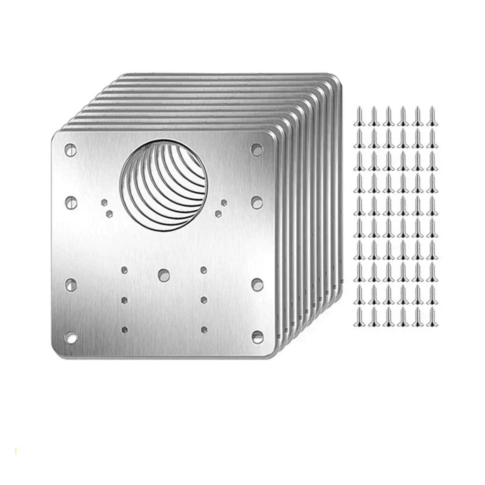 Meytxoa A- 10Sets Hinge Repair Plate Square Cabinet Hinge Repair Plates Stainless Steel Door Mounting Plate With Hole And Screws For Furniture Cupboard(A- 10Sets)