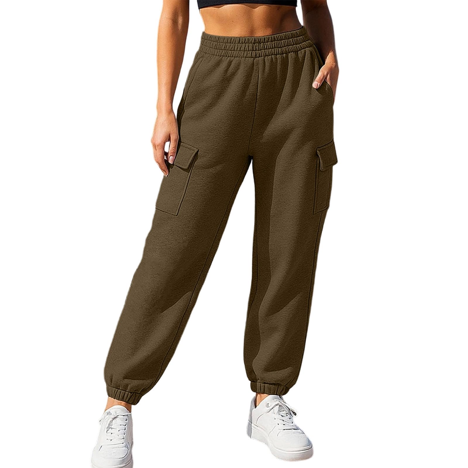 Générique Pantalon Femme Couleur Unie Loisir Taille Élastique Coupe Souple Poches Casual Pantalon Au Toucher Doux, Vêtement Agréable À Porter, Tenue Idéale pour Accompagner Les Moments Quotidiens