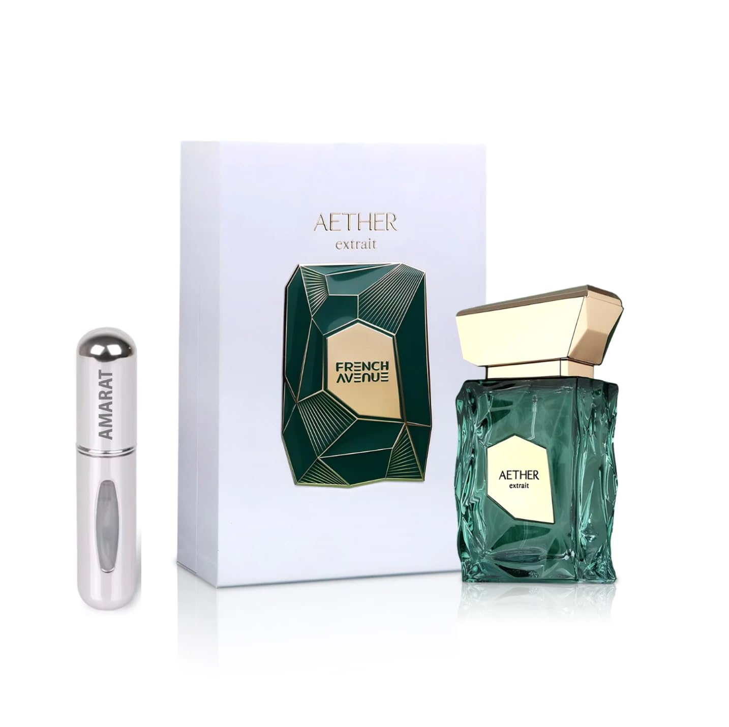 Aether Extrait de Parfum 100 ml, Perfume Árabe Unisex de Larga Duración, Incluye Atomizador Recargable 5 ml, Fragancia con Notas de Ámbar, Almizcle Blanco, Rosa y Vainilla (Aether Extrait)