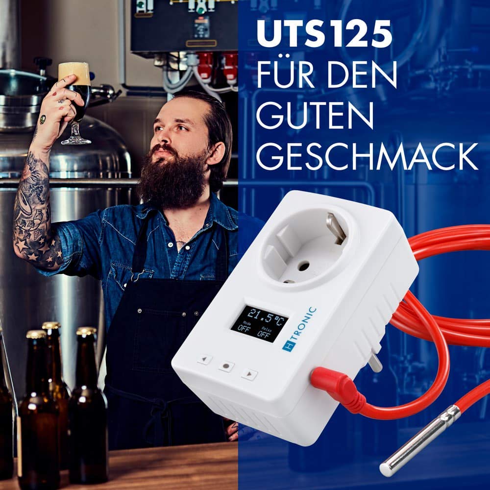 UTS 125 - Interruptor digital de temperatura con sensor para refrigeración y calefacción, termostato de 230 V
