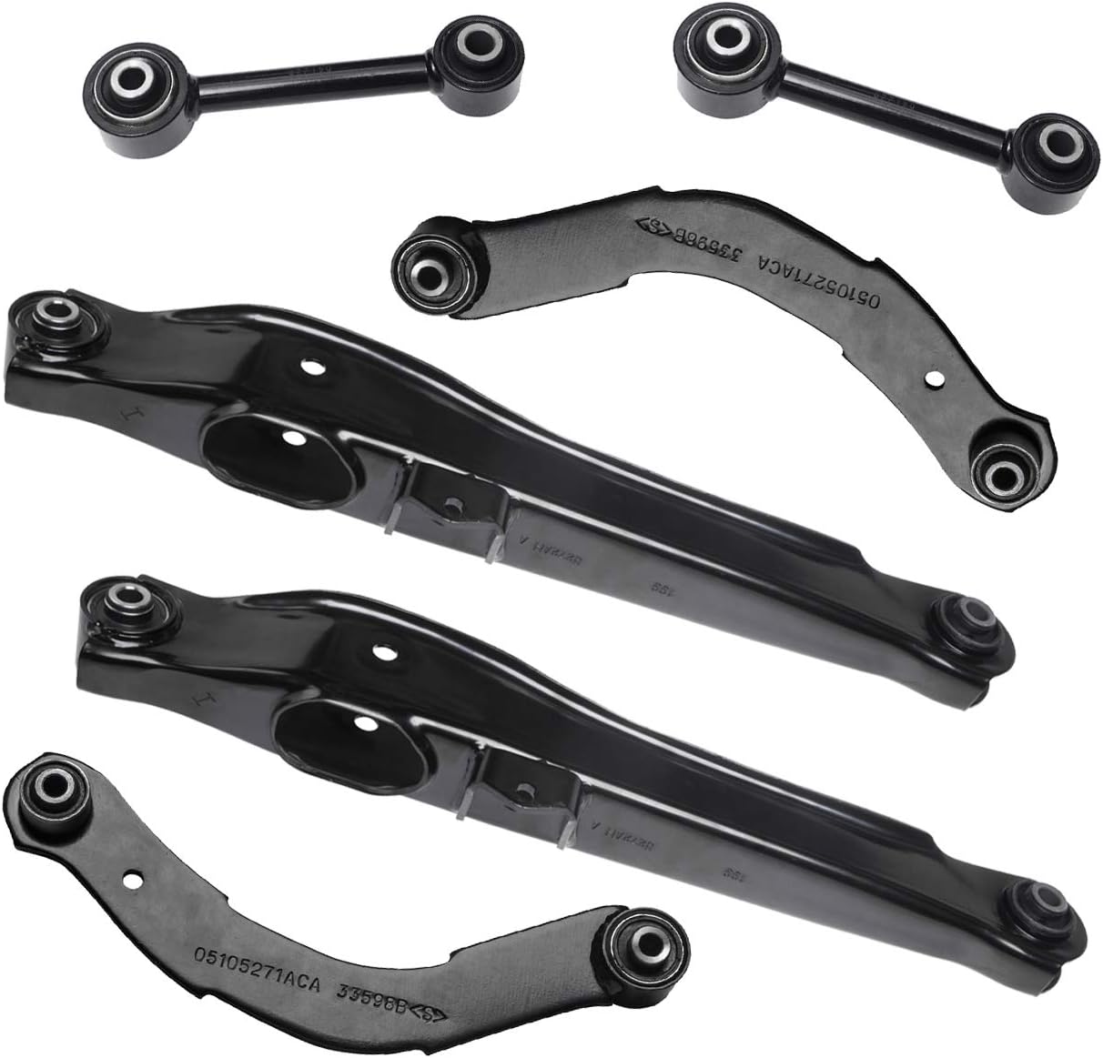 TUCAREST 6Pcs Rear Suspension Kit K641868 x2 K641281 x2 K641226 x2 Rear Control Arm Assembly Compatible With 07-12 Dodge Caliber 07-14 Jeep Compass Patriot (Except Off-Road Package) Lateral Link