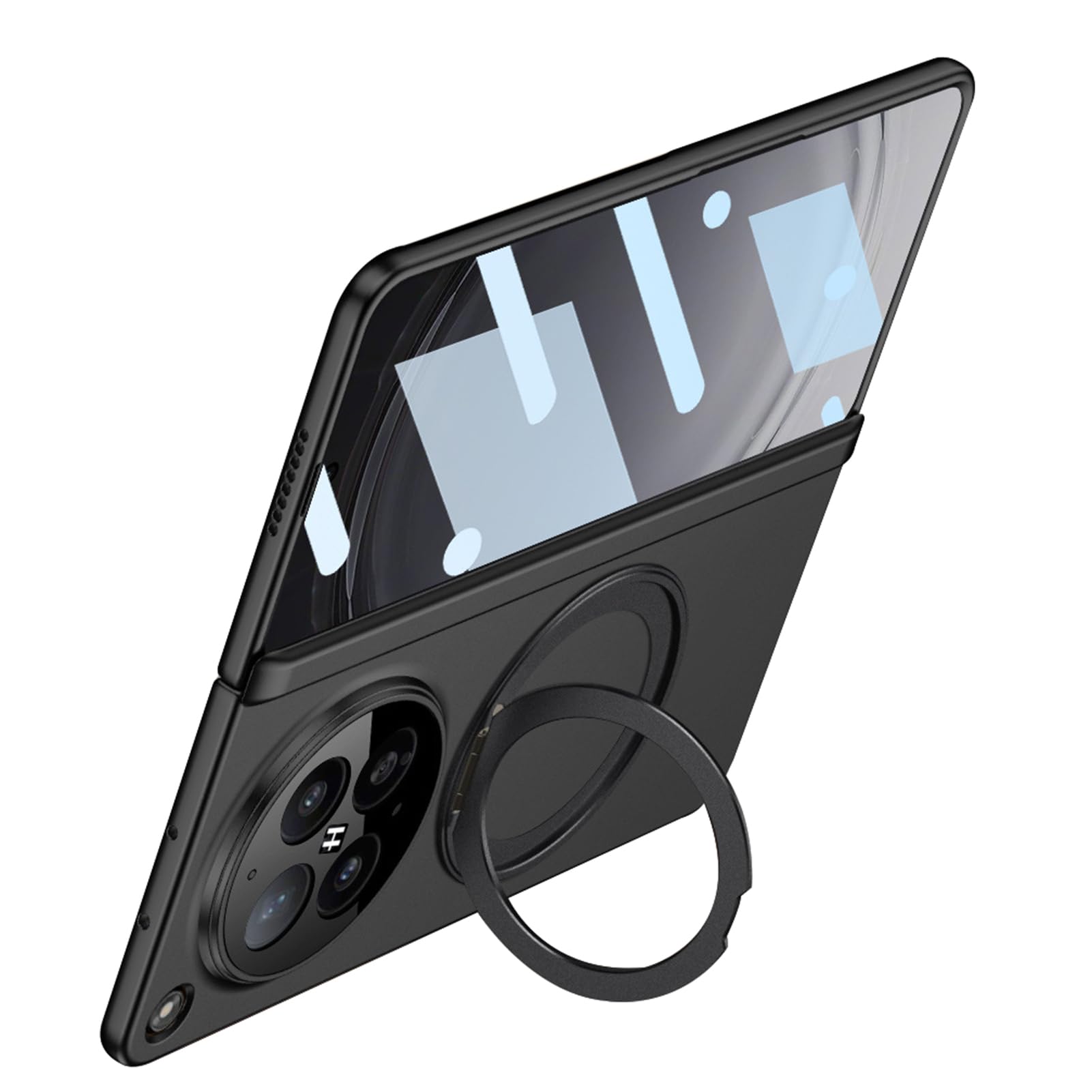 LUOTANL Magnetic Case for Oppo Find N6, Screen Protector All -Inclusive Rotating Ring Hinge Shockproof Cover,Black,N6