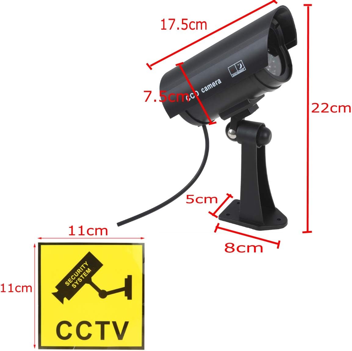 JZK Black waterproof outdoor indoor fake dummy CCTV security camera with LED blinking for home