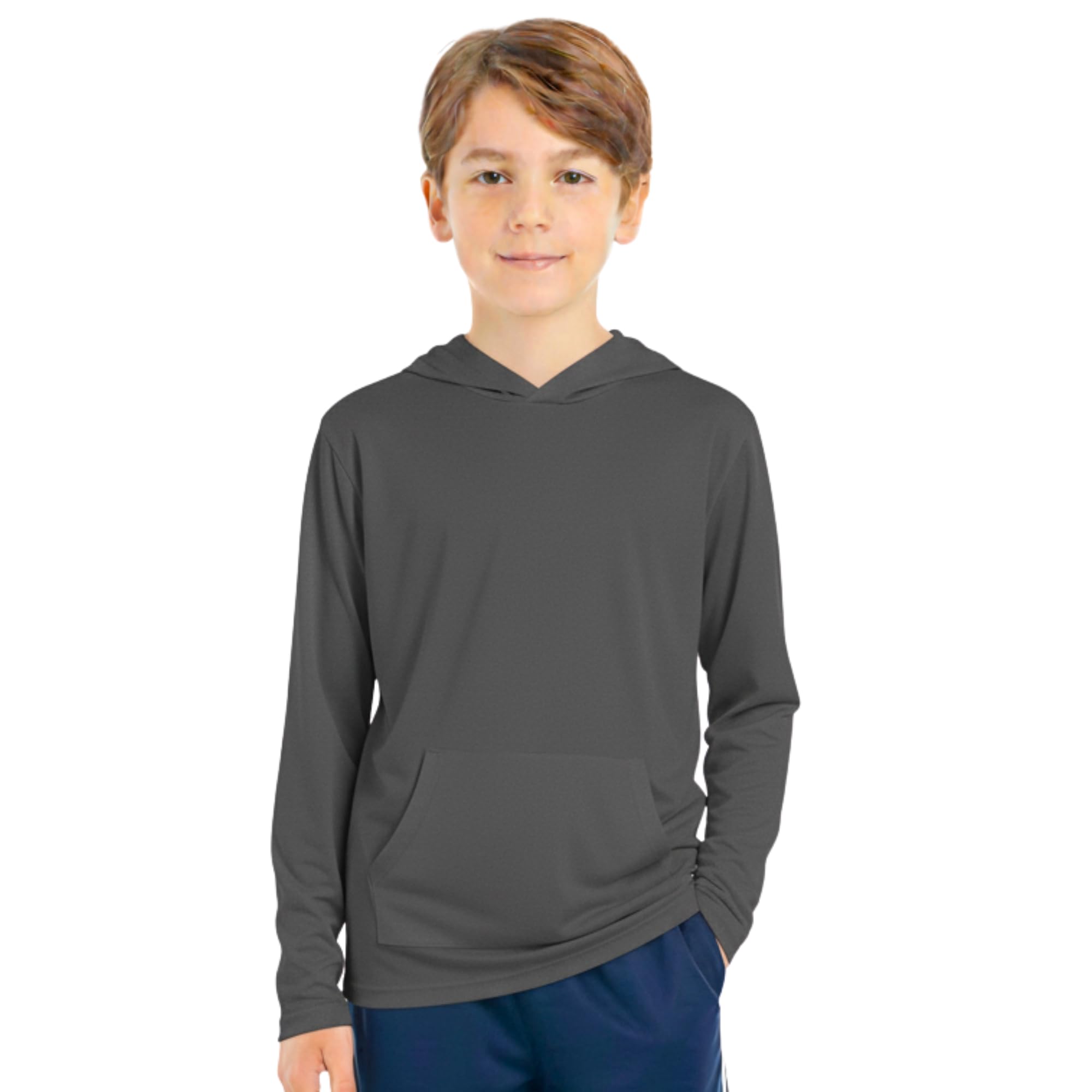 INGEAR Boys' Rash Guard Long Sleeve UPF 50+ UV Protection Swim Shirt, Hooded Sun Shirt, Quick Dry Fishing Shirt for Kids