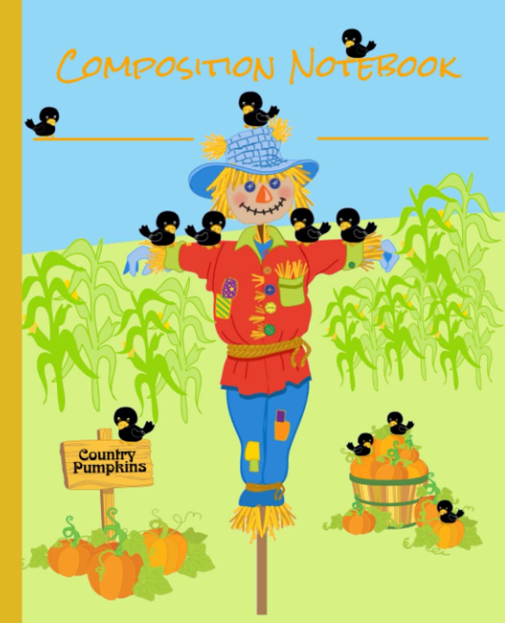 Scarecrow Composition Notebook Journal for kids: Wide Ruled 7.5 x 9.25 110 pages