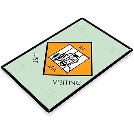 Amazon Com Tinworld Tin Sign Monopoly Just Visiting Jail Game Sign Game Room Retro Monopoly Sign C7 Posters Prints