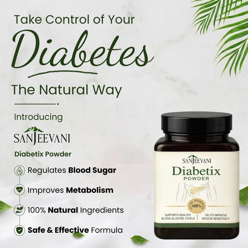 Image of DIABETIX POWDER Blood Sugar Support Powder Natural Glucose Management & Energy Booster | 100% Herbal Formula for Daily Wellness pack of 2
