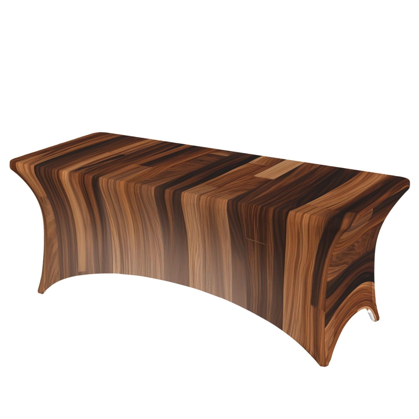 NImongt Wood Grain Print Elastic Rectangular Tablecloth Holidays Family Banquet Wedding Party Table Cover