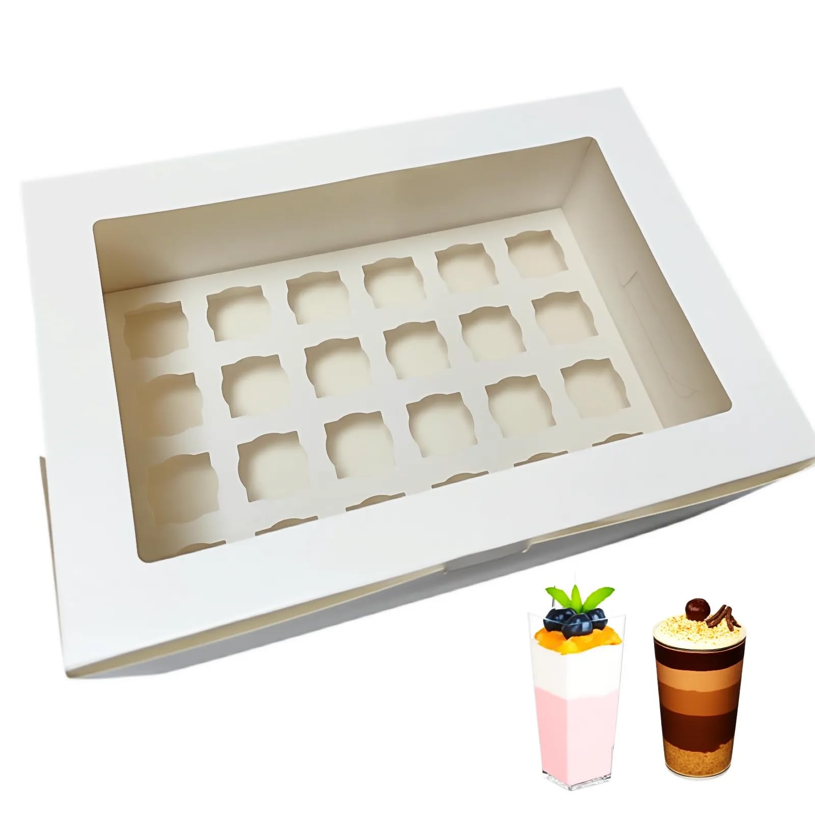Photo 1 of JRWTY Dessert Shooter Box, set of 6, each can hold 24 3oz dessert shooters, food-grade carrying container, dessert cup packaging box for parties and catering