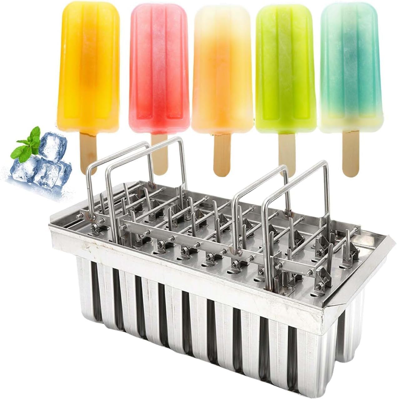 20PCS Stainless Steel Ice Lolly Popsicle Molds Kit, Commercial Pop, Single Cup Capacity 85g, Metal Cream Mold, with Sticks 85g/0.19 lbs Capacity for Home Ice Drink Shops